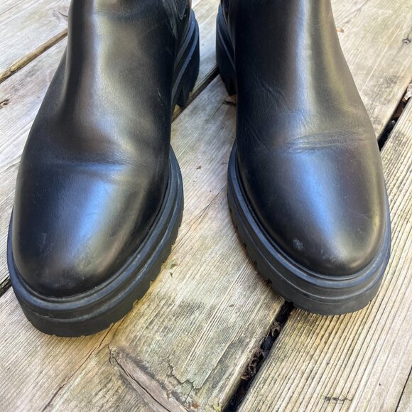 ba&sh Coda Leather Chelsea Boots Black Size 39 Minimalist Luxe - Picture 3 of 6